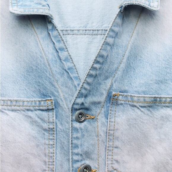 ZARA Z1975 PINK DYED DENIM JUMPSUIT - Picture 7 of 9